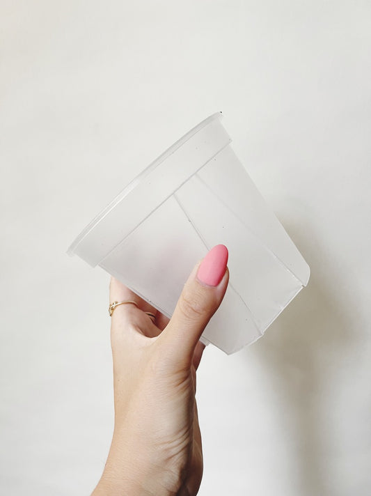 Round Clear Lightly Frosted Plastic Pot