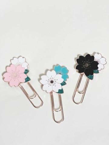 Sakura Flower Paper Clip Bookmark - Set of 3