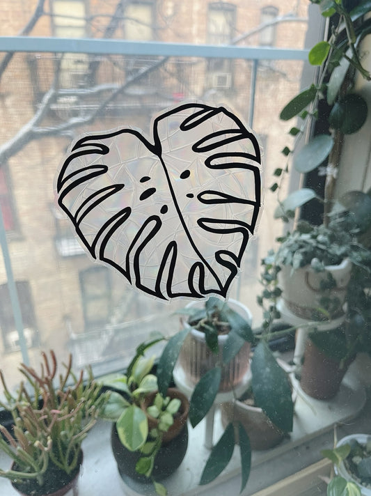 Monstera Leaf Prismatic Suncatcher Window Cling