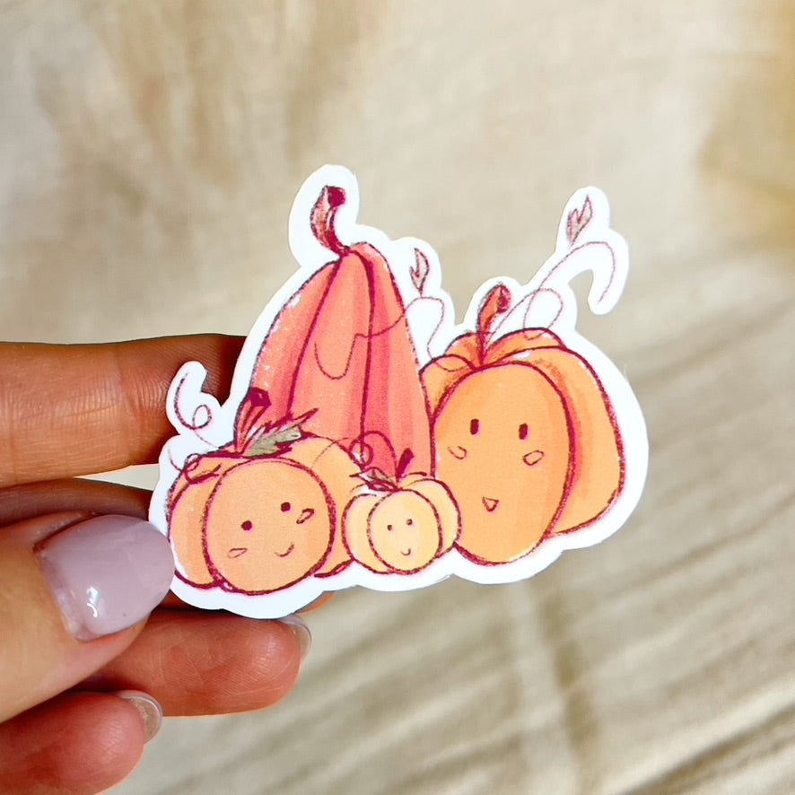 Pumpkin Family Die Cut Vinyl Sticker