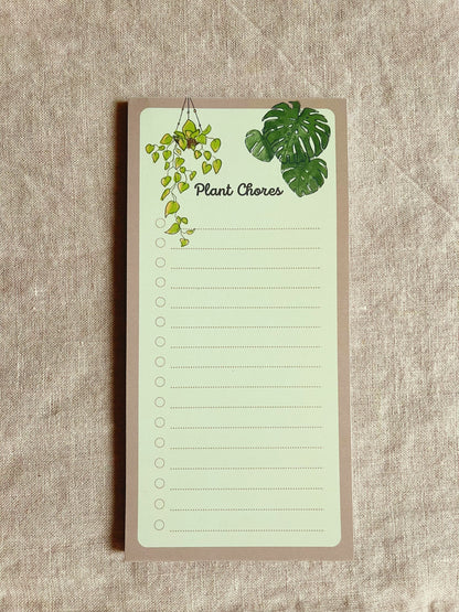 Plant Lover Notepad, Plant Chores List, Plant Inspired Stationery