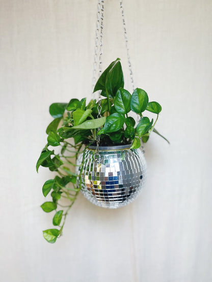 Disco Ball Party Planter with 4.5" Insert Pot Retro Design