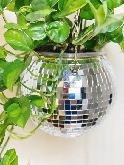 Disco Ball Party Planter with 4.5" Insert Pot Retro Design